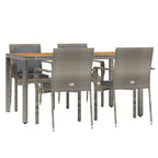 5-tlg. Garten-Essgruppe mit Kissen Grau Poly Rattan
