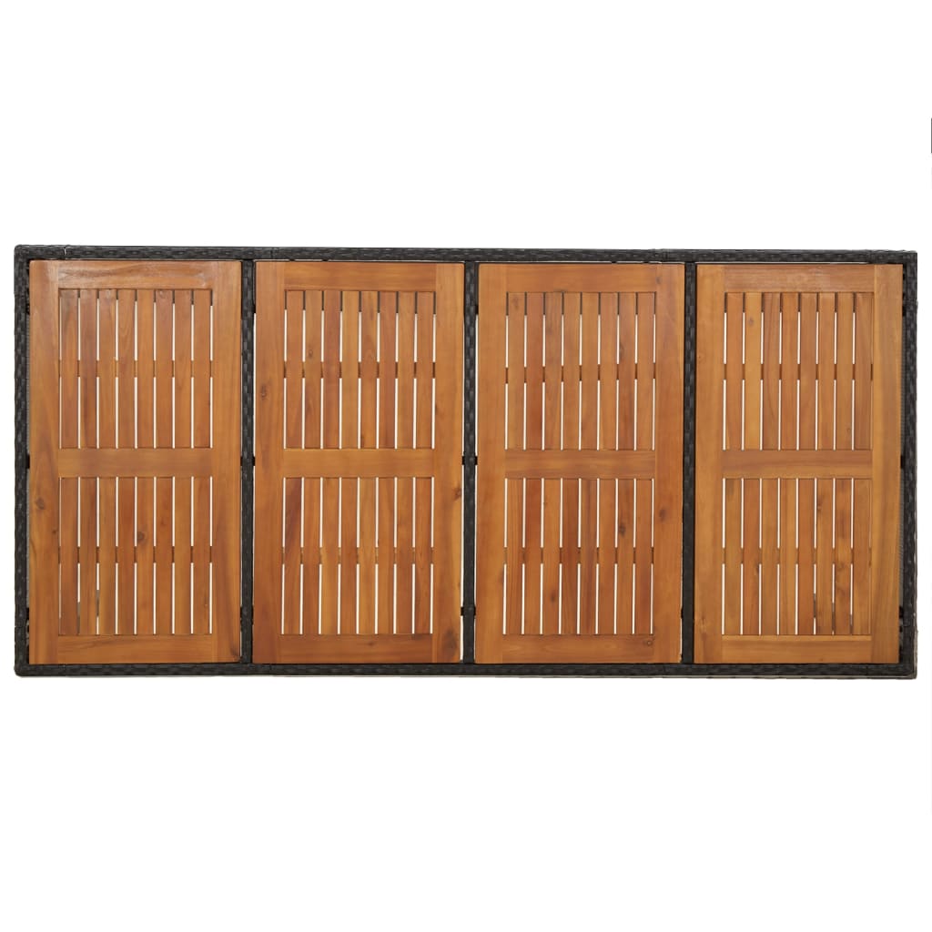 7-tlg. Garten-Essgruppe mit Kissen Schwarz Poly Rattan
