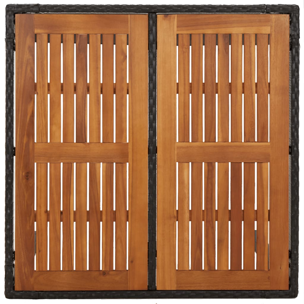 5-tlg. Garten-Essgruppe mit Kissen Schwarz Poly Rattan