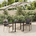 3-tlg. Garten-Essgruppe mit Kissen Schwarz und Grau Poly Rattan