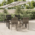 5-tlg. Garten-Essgruppe mit Kissen Schwarz und Grau Poly Rattan