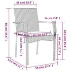 9-tlg. Garten-Essgruppe mit Kissen Schwarz und Grau Poly Rattan