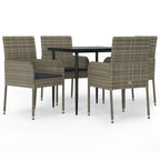 5-tlg. Garten-Essgruppe mit Kissen Schwarz und Grau Poly Rattan