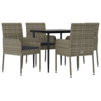 5-tlg. Garten-Essgruppe mit Kissen Schwarz und Grau Poly Rattan