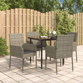 5-tlg. Garten-Essgruppe mit Kissen Schwarz und Grau Poly Rattan