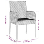 3-tlg. Garten-Essgruppe mit Kissen Schwarz und Grau Poly Rattan
