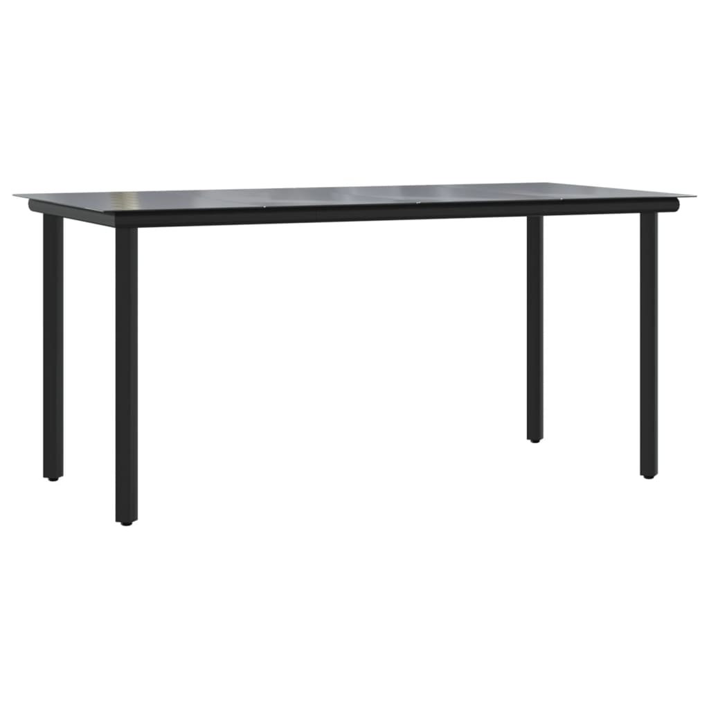 9-tlg. Garten-Essgruppe mit Kissen Schwarz und Grau Poly Rattan