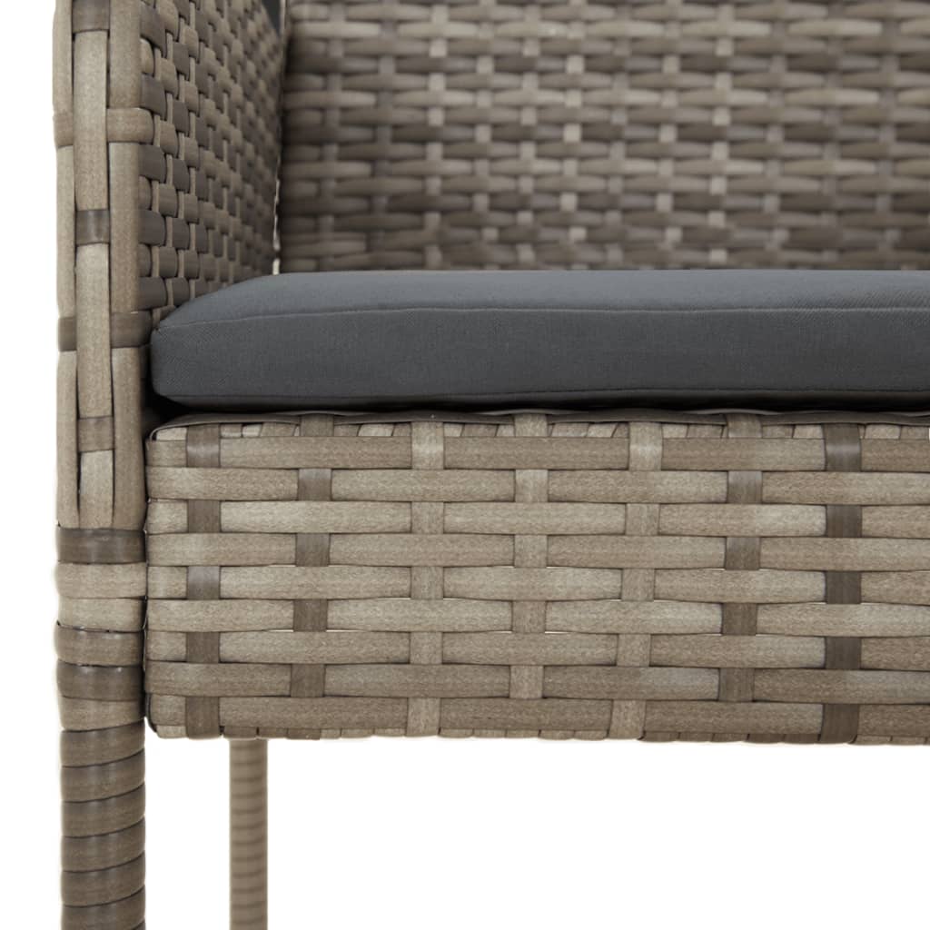 9-tlg. Garten-Essgruppe mit Kissen Schwarz und Grau Poly Rattan