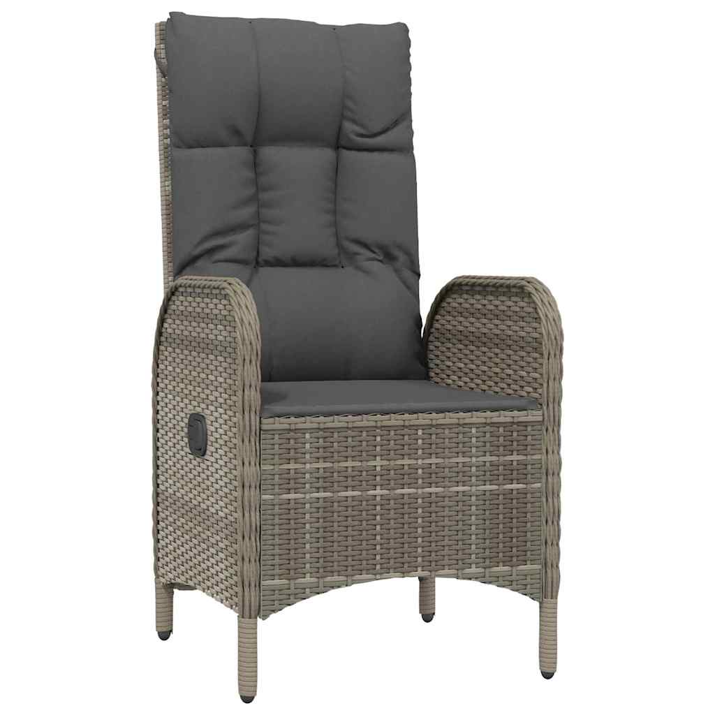 5-tlg. Garten-Essgruppe mit Kissen Schwarz und Grau Poly Rattan