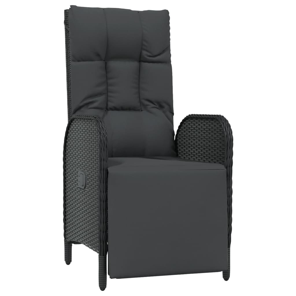 5-tlg. Garten-Essgruppe mit Kissen Schwarz Poly Rattan
