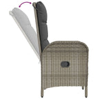 3-tlg. Garten-Essgruppe mit Kissen Schwarz und Grau Poly Rattan