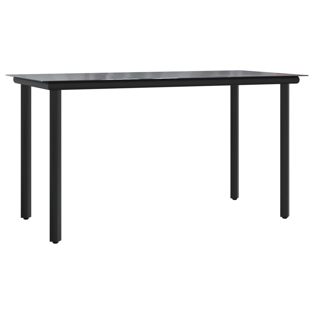 7-tlg. Garten-Essgruppe mit Kissen Schwarz und Grau Poly Rattan