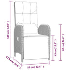 5-tlg. Garten-Essgruppe mit Kissen Schwarz und Grau Poly Rattan