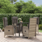 5-tlg. Garten-Essgruppe mit Kissen Schwarz und Grau Poly Rattan