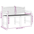 Gartenbank 149,5x60x90 cm Massivholz Teak