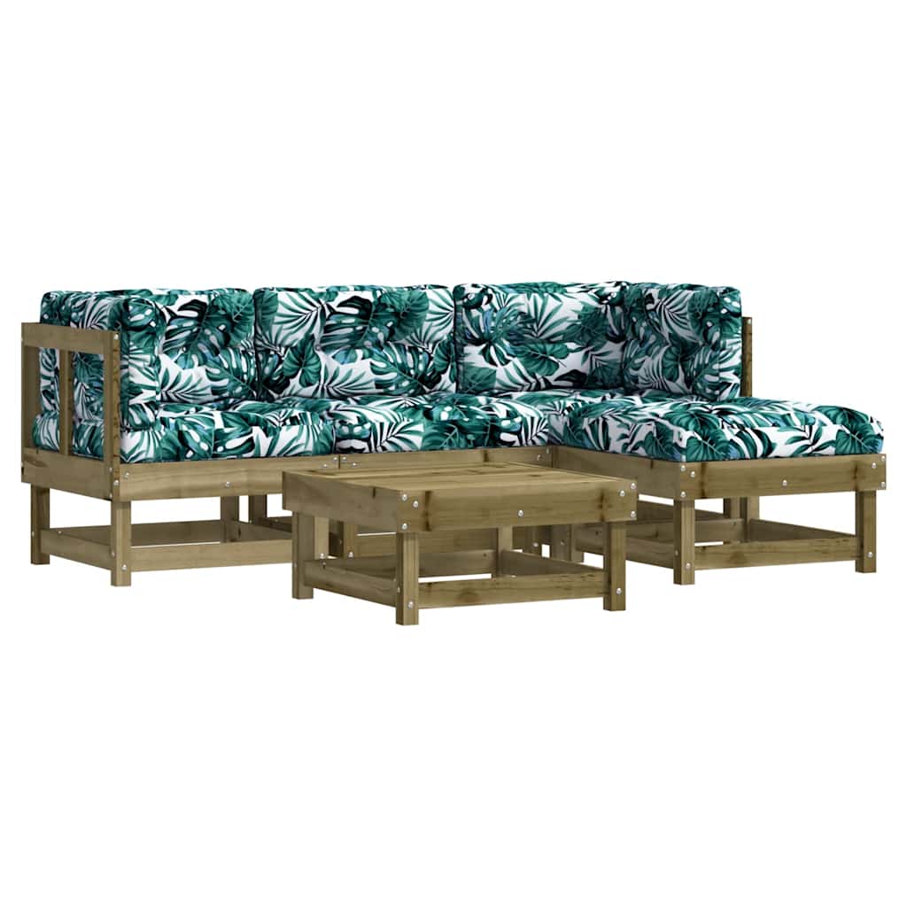 5-tlg. Garten-Lounge-Set mit Kissen Imprägniertes Kiefernholz