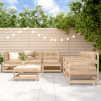 6-tlg. Garten-Lounge-Set mit Kissen Massivholz