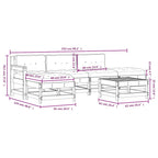 6-tlg. Garten-Lounge-Set mit Kissen Grau Massivholz