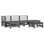6-tlg. Garten-Lounge-Set mit Kissen Grau Massivholz