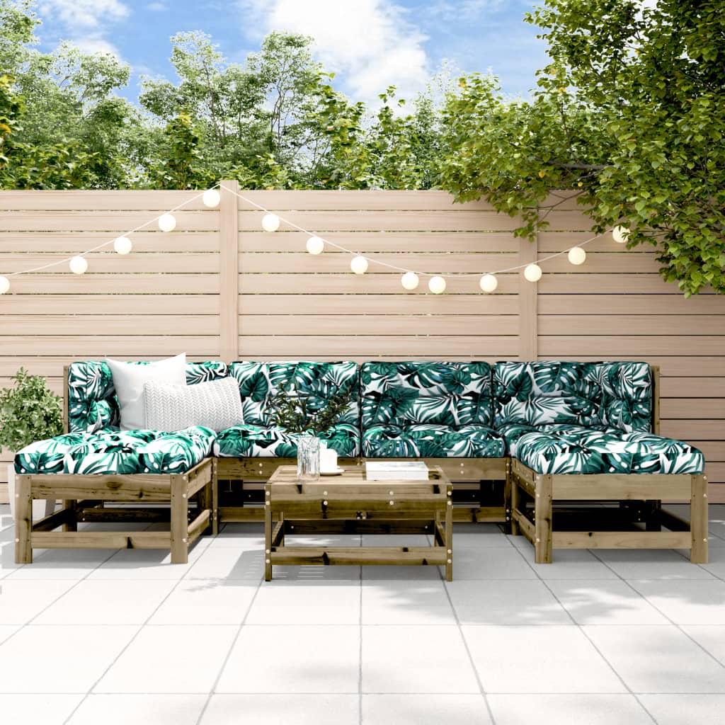 7-tlg. Garten-Lounge-Set mit Kissen Imprägniertes Kiefernholz