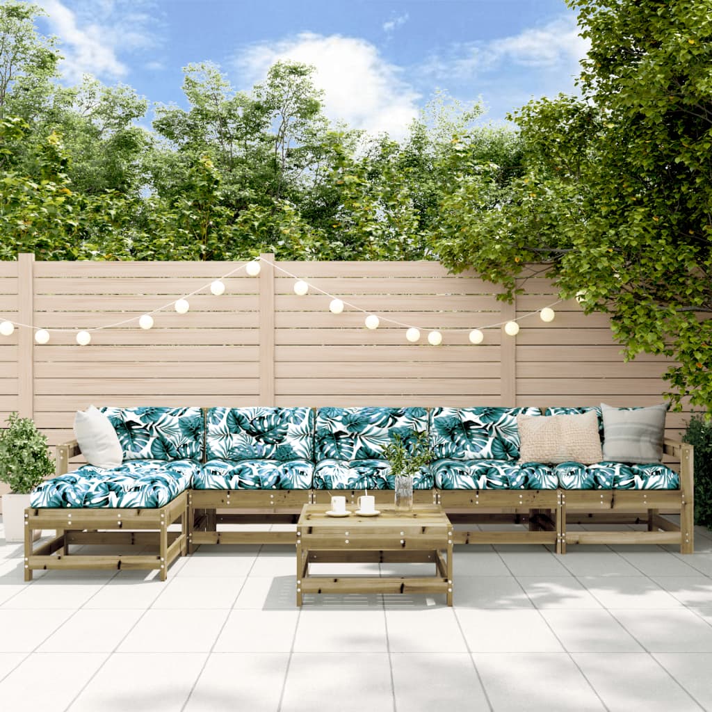 7-tlg. Garten-Lounge-Set mit Kissen Imprägniertes Kiefernholz