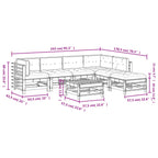 7-tlg. Garten-Lounge-Set mit Kissen Weiß Massivholz