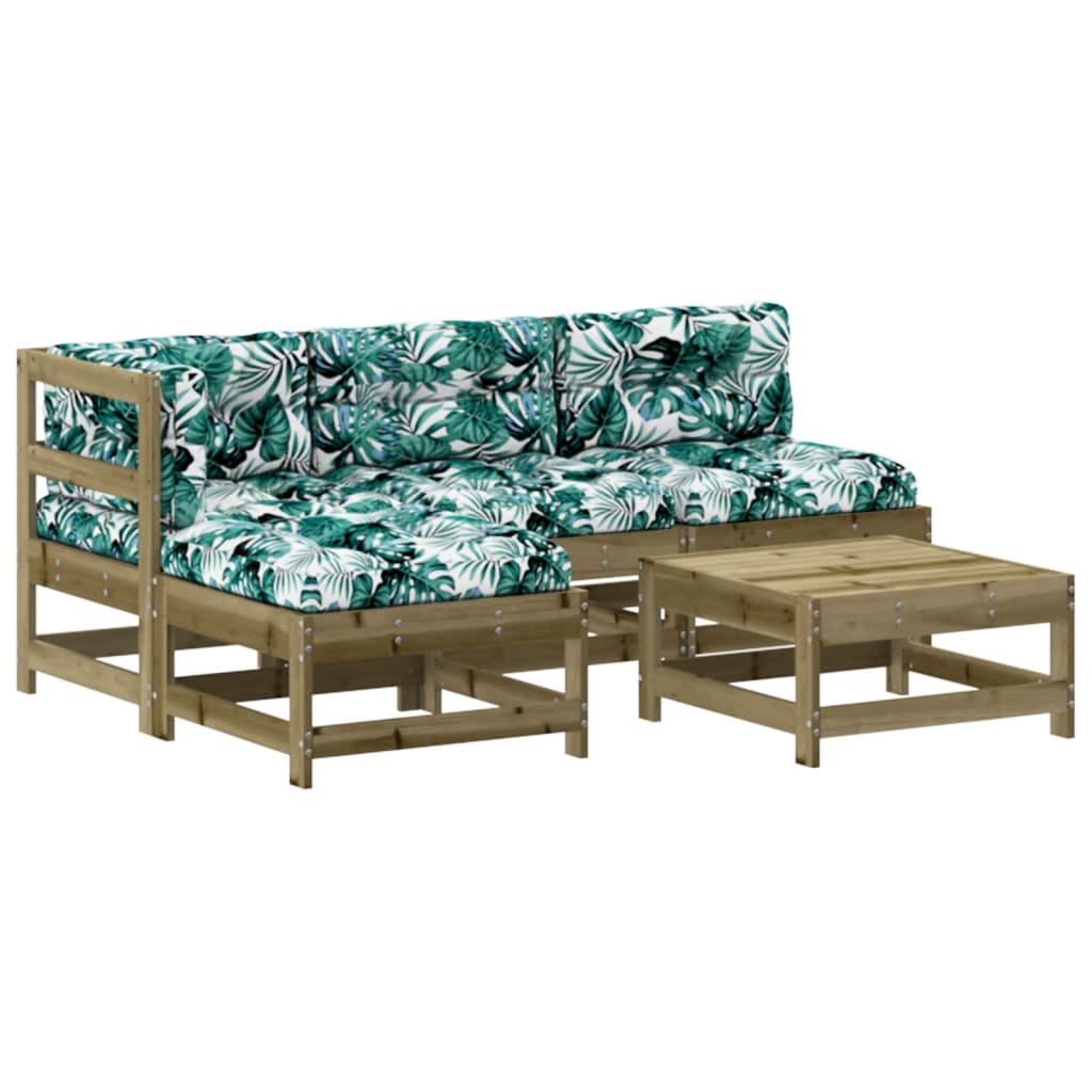 5-tlg. Garten-Lounge-Set mit Kissen Imprägniertes Kiefernholz