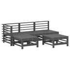 5-tlg. Garten-Lounge-Set mit Kissen Grau Massivholz