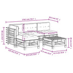 5-tlg. Garten-Lounge-Set mit Kissen Grau Massivholz
