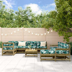10-tlg. Garten-Lounge-Set mit Kissen Kiefernholz Imprägniert