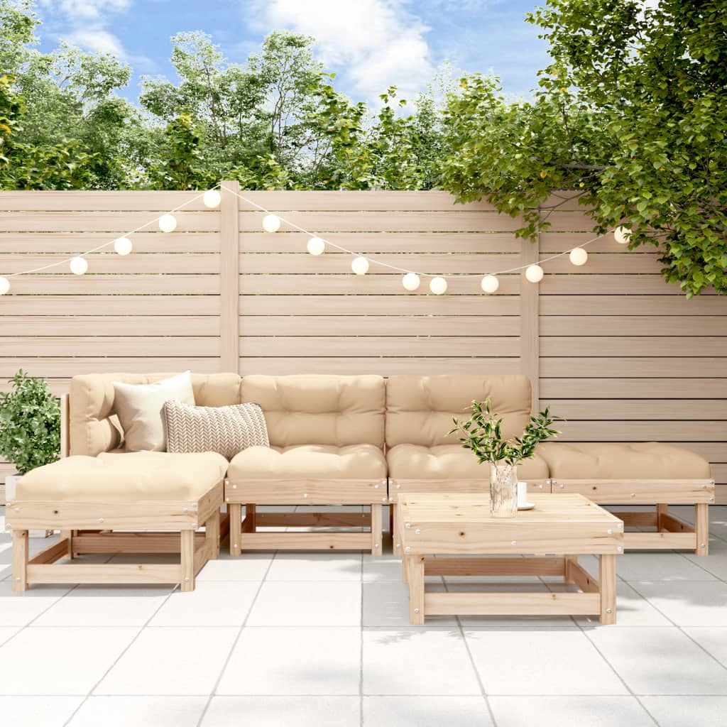 6-tlg. Garten-Lounge-Set Massivholz Kiefer