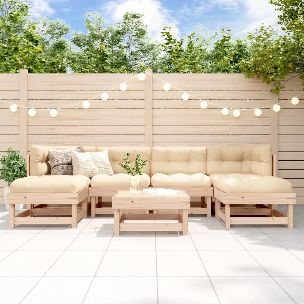 7-tlg. Garten-Lounge-Set Massivholz Kiefer