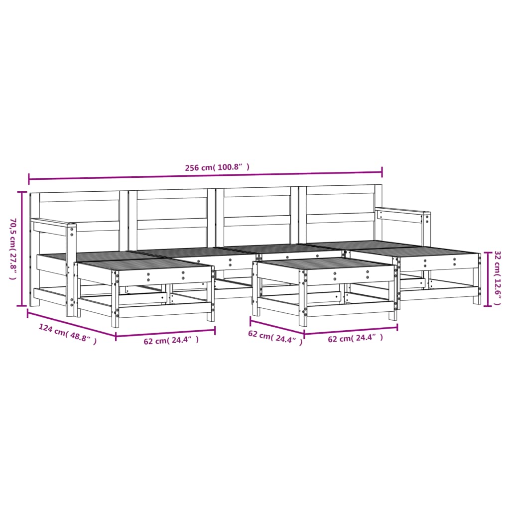 7-tlg. Garten-Lounge-Set Massivholz Douglasie