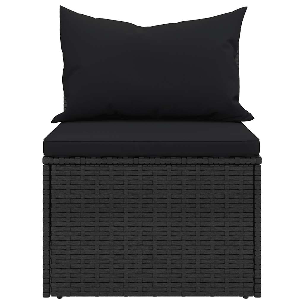 4-tlg. Garten-Sofagarnitur mit Kissen Schwarz Poly Rattan