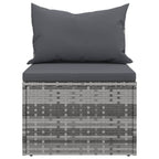 4-tlg. Garten-Sofagarnitur mit Kissen Grau Poly Rattan