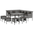 6-tlg. Garten-Essgruppe mit Kissen Grau Poly Rattan