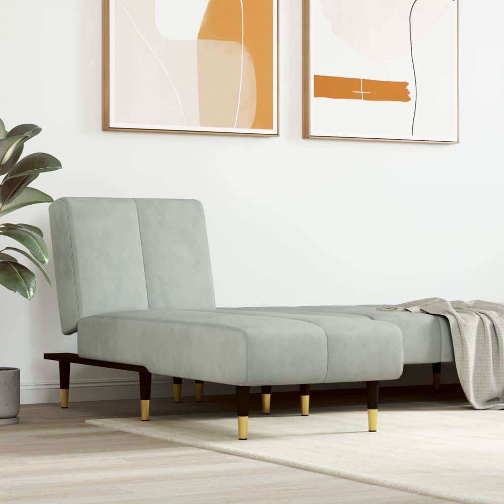 Chaiselongue Hellgrau Samt