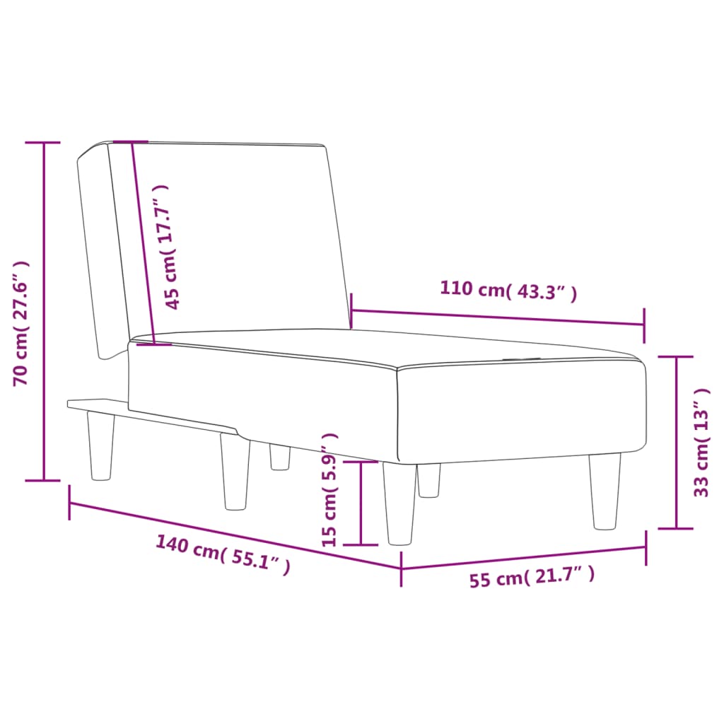 Chaiselongue Dunkelgrau Stoff