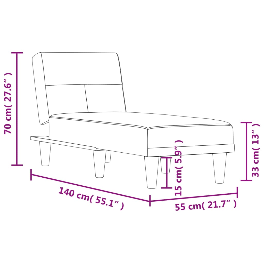 Chaiselongue Hellgrau Stoff