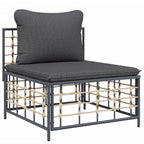 4-tlg. Garten-Lounge-Set mit Kissen Anthrazit Poly Rattan