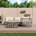 5-tlg. Garten-Lounge-Set mit Kissen Anthrazit Poly Rattan