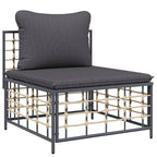 6-tlg. Garten-Lounge-Set mit Kissen Anthrazit Poly Rattan