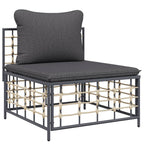 6-tlg. Garten-Lounge-Set mit Kissen Anthrazit Poly Rattan
