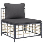 10-tlg. Garten-Lounge-Set mit Kissen Anthrazit Poly Rattan