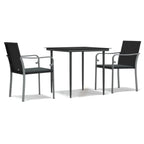 3-tlg. Garten-Essgruppe mit Kissen Poly Rattan und Stahl