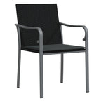 3-tlg. Garten-Essgruppe mit Kissen Poly Rattan und Stahl