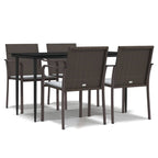 5-tlg. Garten-Essgruppe mit Kissen Poly Rattan und Stahl