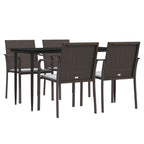 5-tlg. Garten-Essgruppe mit Kissen Poly Rattan und Stahl