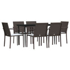 7-tlg. Garten-Essgruppe mit Kissen Poly Rattan und Stahl