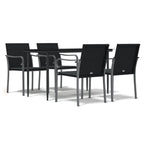 5-tlg. Garten-Essgruppe mit Kissen Poly Rattan und Stahl